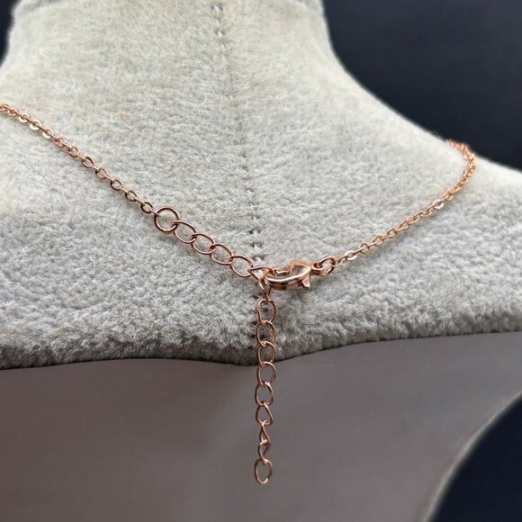 Fragrant Jewels Rose Gold Plated Pendant Brooch Necklace Faux Pearls & Crystals - Picture 8 of 8